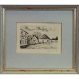 QUIET VILLAGE SCENE, AN ETCHING BY MAURICE DE VLAMINC