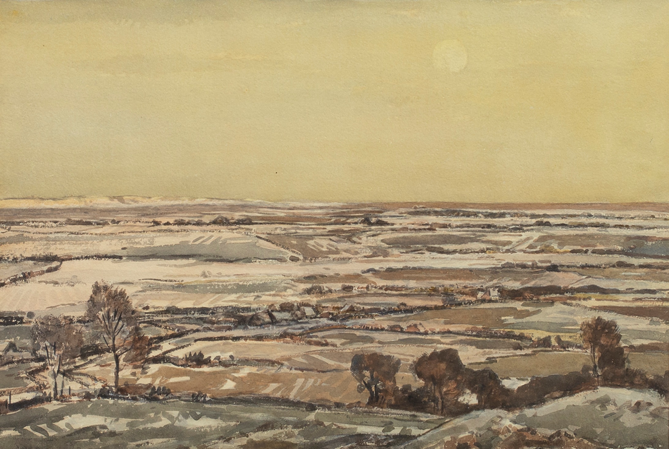 EXTENSIVE WINTER LANDSCAPE, A WATERCOLOUR ATTRIBUTED TO GEORGE GRAHAM - Image 2 of 2