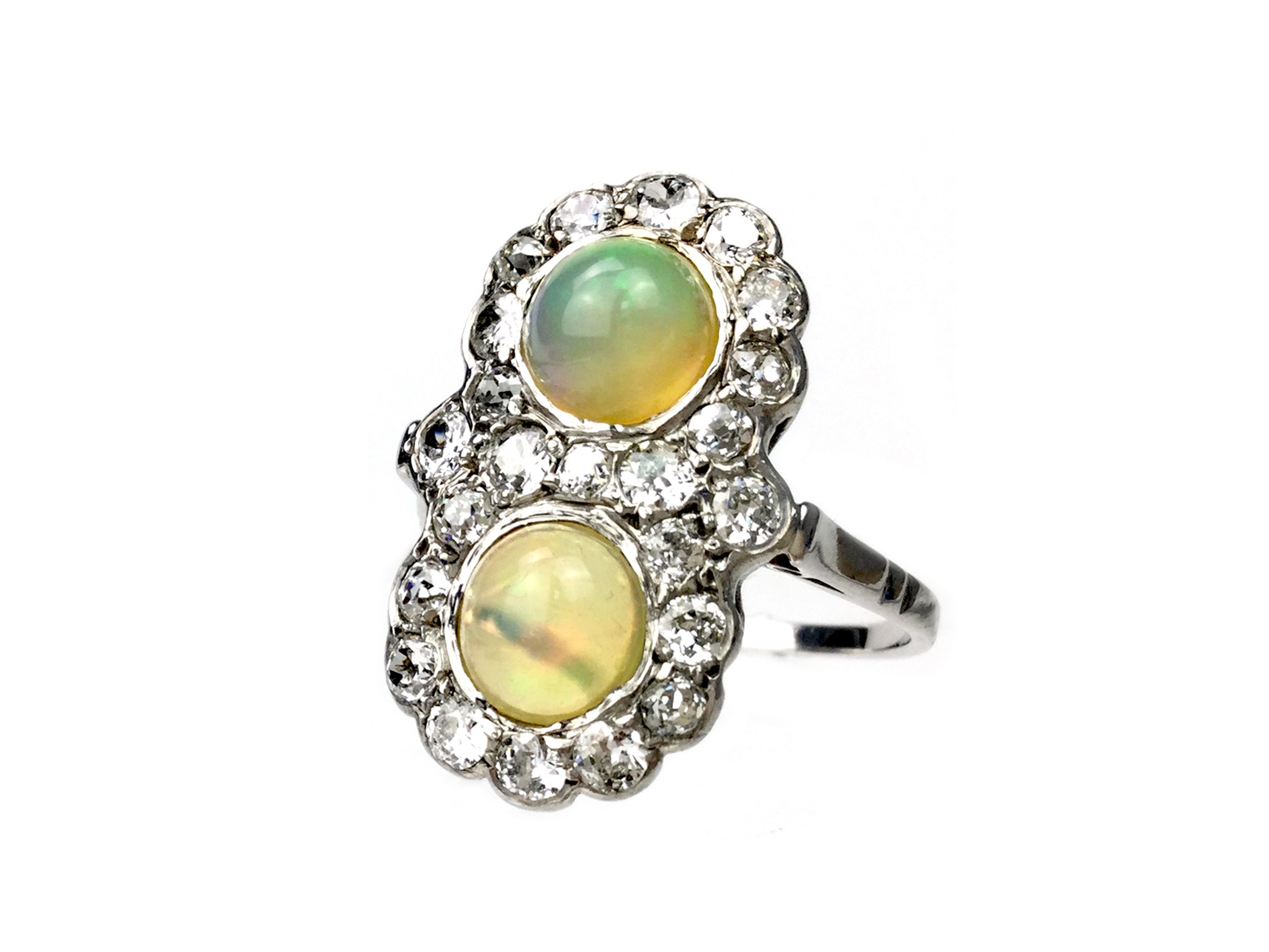 AN OPAL AND DIAMOND RING