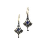 A PAIR OF SAPPHIRE AND DIAMOND EARRINGS