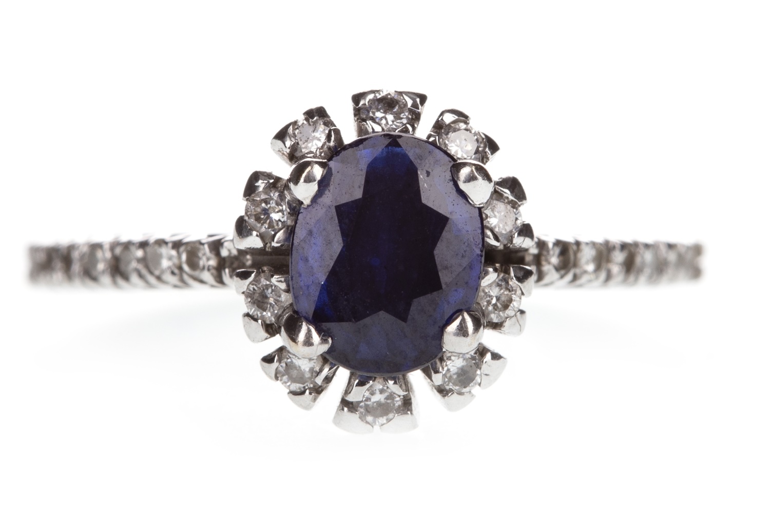 A BLUE GEM AND DIAMOND RING - Image 2 of 2