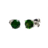 A PAIR OF DIOPSIDE STUD EARRINGS