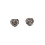 A PAIR OF HEART SHAPED DIAMOND CLUSTER EARRINGS