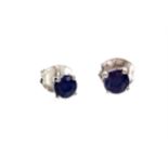 A PAIR OF SAPPHIRE STUD EARRINGS