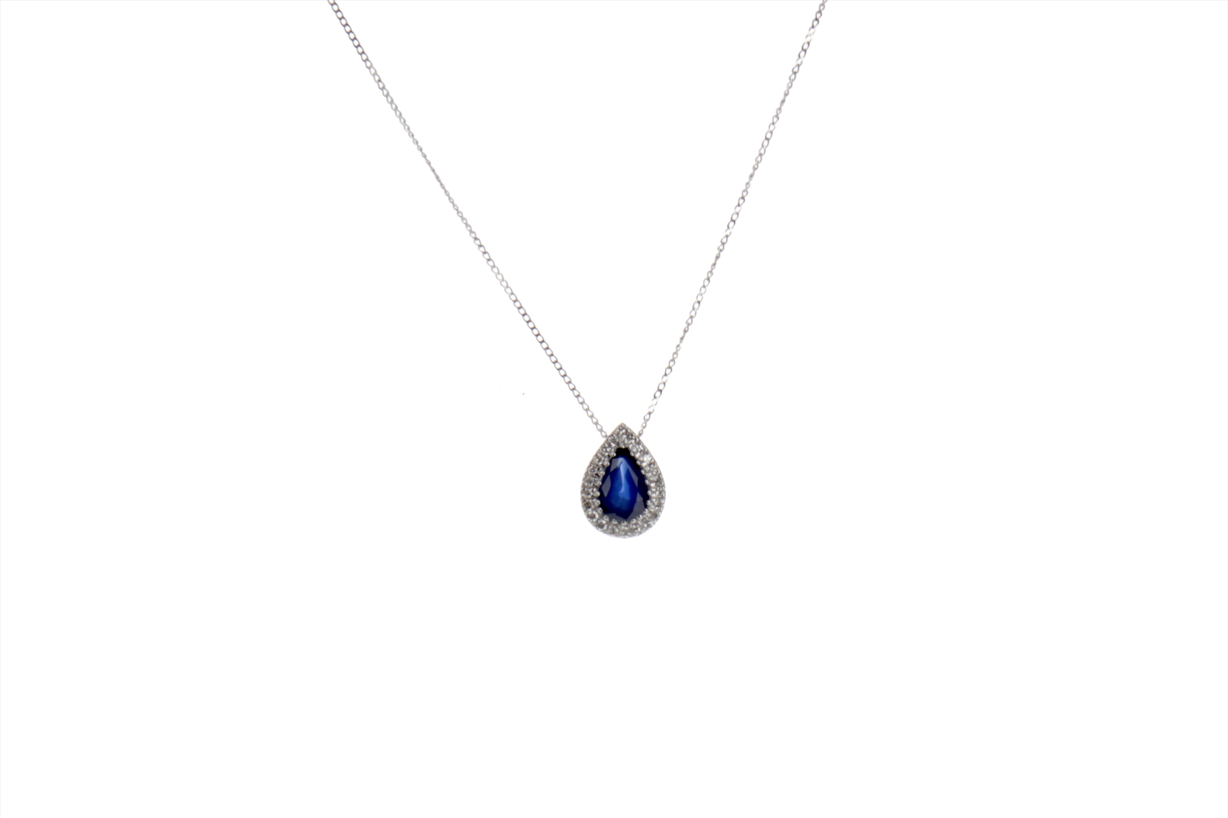 A SAPPHIRE AND DIAMOND PENDANT