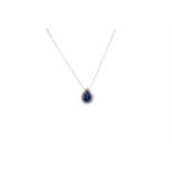 A SAPPHIRE AND DIAMOND PENDANT