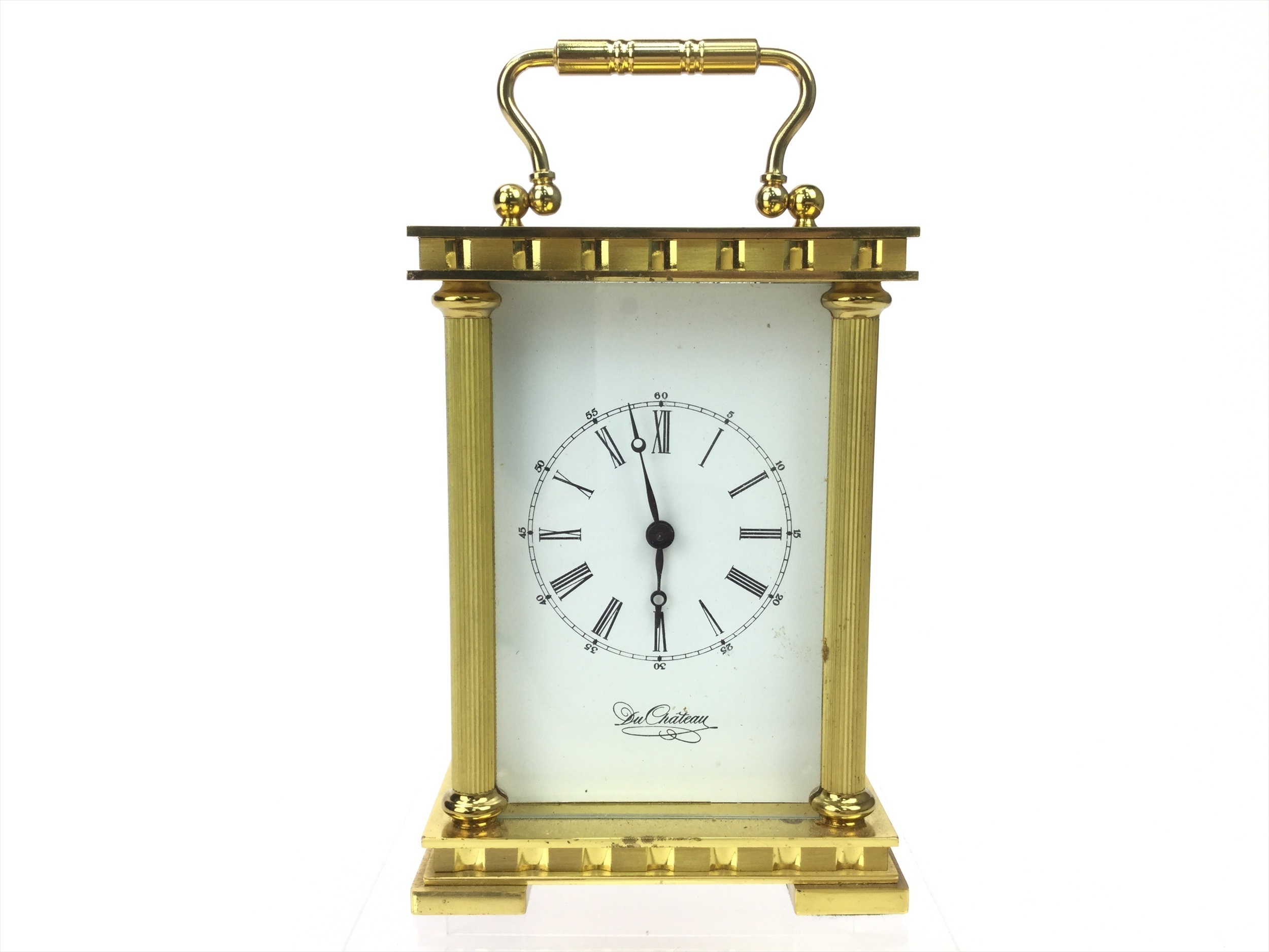 A BRASS CARRIAGE CLOCK BY DU CHATEAU