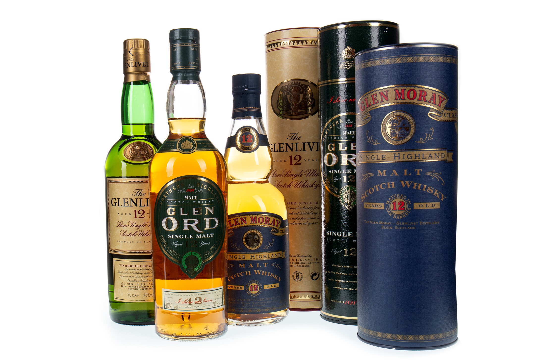 GLEN ORD 12 YEARS OLD, GLENLIVET 12 YEARS OLD AND GLEN MORAY 12 YEARS OLD - Image 2 of 2