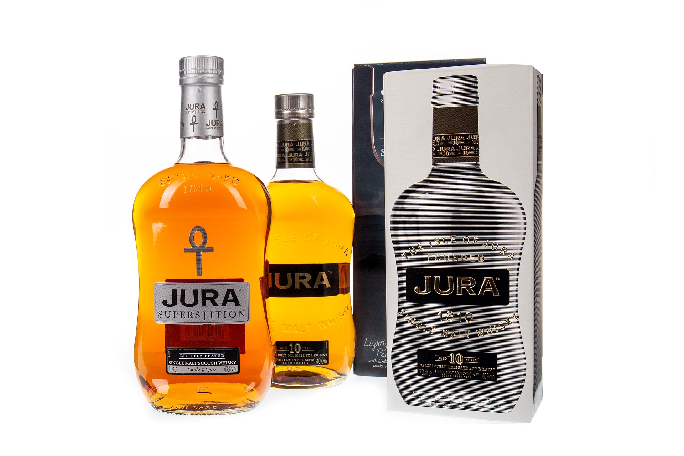 ONE LITRE OF JURA SUPERSTITION AND ONE BOTTLE OF JURA 10 YEARS OLD