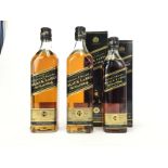 THREE BOTTLES OF JOHNNIE WALKER BLACK LABEL AGED 12 YEARS