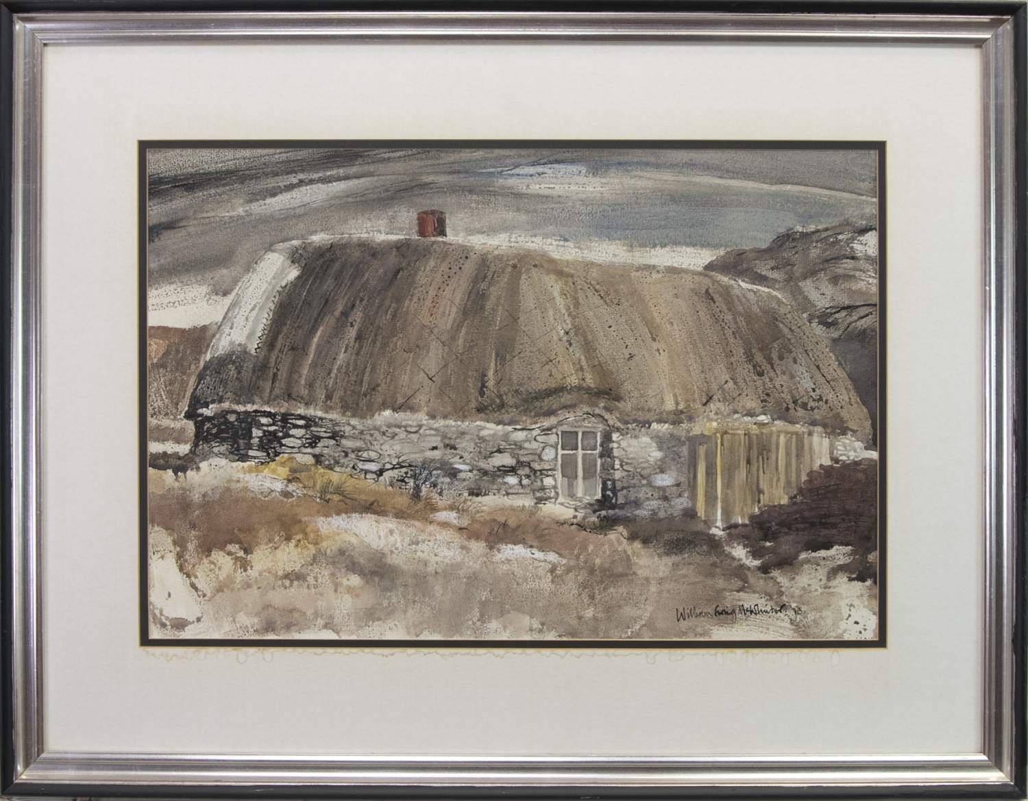 THATCHED DWELLING, A MIXED MEDIA BY WILLIAM EWING MCWHIRTER