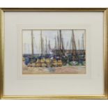 SCOTTISH HARBOUR SCENE, A WATERCOLOUR BY WAT MILLER