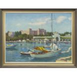 HARBOUR SCENE, AN OIL BY J. D. HENDERSON