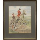 THE HUNT, A WATERCOLOUR BY J E JEPHSON