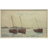 SAILBOATS IN CALM WATERS, A WATERCOLOUR BY PETER MACGREGOR