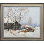 WINTER RURAL LANDSCAPE, A RUSSIAN OIL