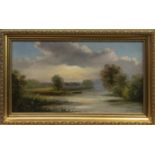 BOAT ON THE LOWER RIVER AVON, AN OIL BY GEORGE COLE