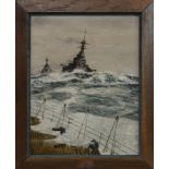 ROUGH WATERS, AN OIL PAINTING BY H BRUSH