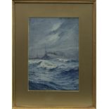 SAILING THROUGH, A WATERCOLOUR BY W E J DEAN