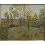 MEADOWS IN SPRINGTIME, AN OIL BY ADOLPHE CLARY-BAROUX