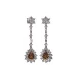 A PAIR OF GIA CERTIFICATED FANCY COLOUR DIAMOND EARRINGS