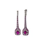 A PAIR OF RUBY AND DIAMOND EARRINGS