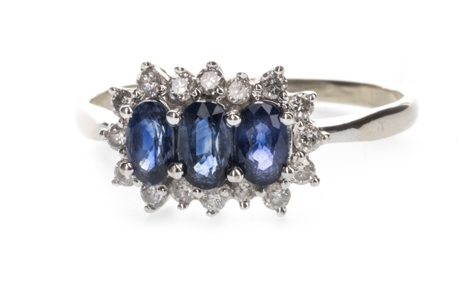 A BLUE GEM AND DIAMOND RING