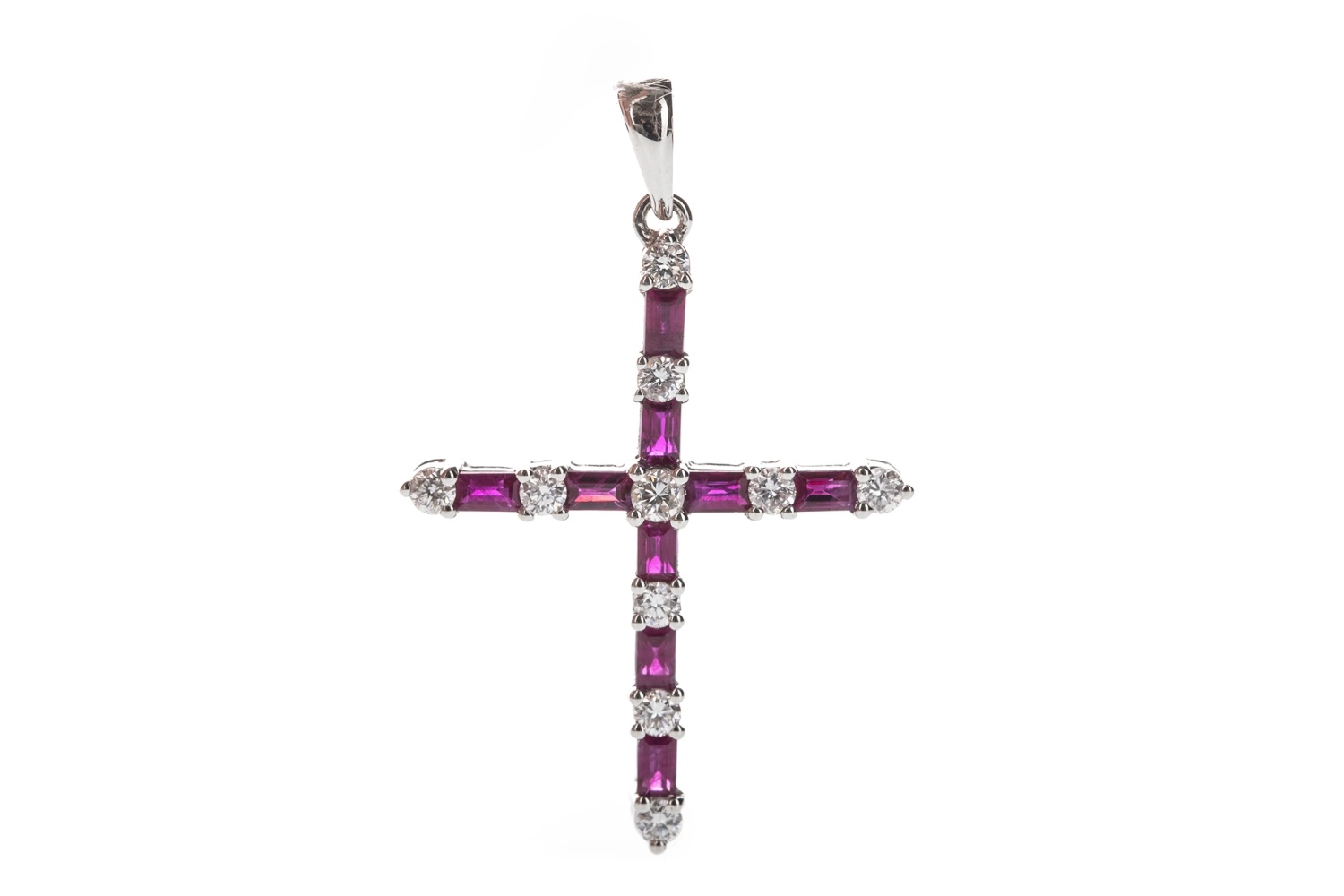 A RUBY AND DIAMOND CROSS