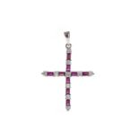 A RUBY AND DIAMOND CROSS