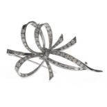 A DIAMOND RIBBON BROOCH