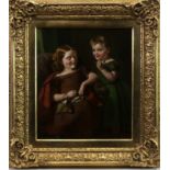 TWO BAIRNS PLAYING, AN OIL BY THOMAS FAED
