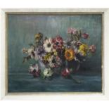 FLORAL STILL LIFE, AN OIL BY MARY C DAVIDSON