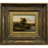 LANDSCAPE WITH FIGURES, AN OIL BY PATRICK NASMYTH
