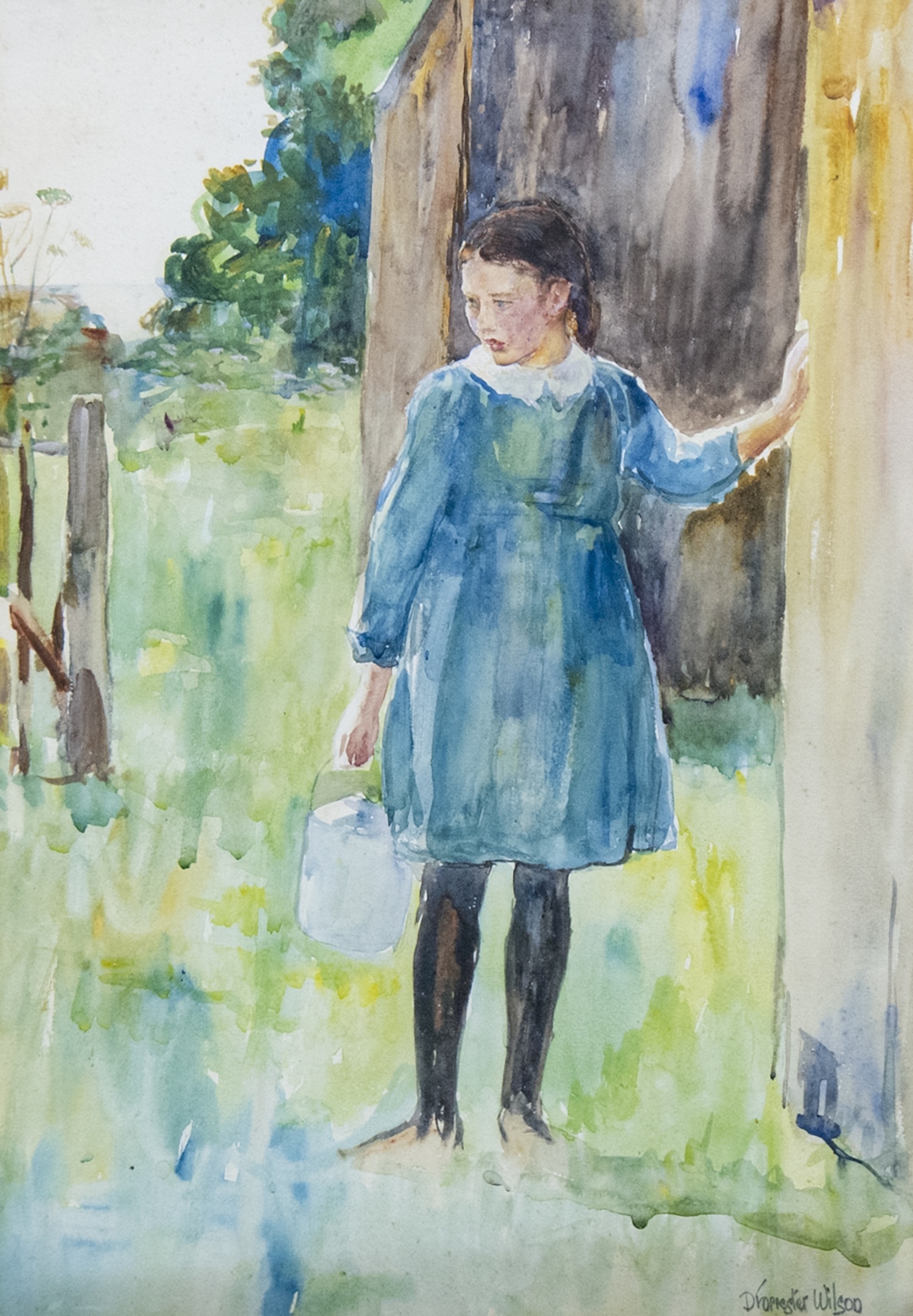 DAILY CHORES, A WATERCOLOUR BY DAVID FORRESTER WILSON - Image 2 of 2