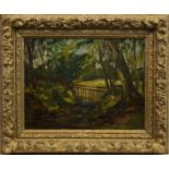 WOODLAND SCENE, AN OIL BY HARRY MACGREGOR