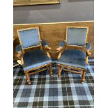 A HANDSOME PAIR OF MAHOGANY OPEN ELBOW CHAIRS OF MARITIME INTEREST