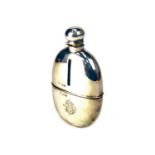 AN EARLY 20TH CENTURY SILVER MOUNTED HIP FLASK