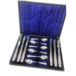 A SET OF SIX TEASPOONS AND SIX AFTERNOON TEA KNIVES