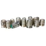 A LOT OF FOURTEEN CHARLES HORNER SILVER THIMBLES