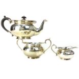 AN EDWARD VII SILVER THREE PIECE TEA SERVICE