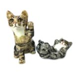 A WINSTANLEY POTTERY CAT ALONG WITH A KITTEN