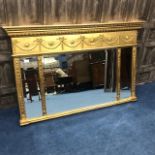 A REPRODUCTION GILTWOOD OBLONG OVERMANTEL WALL MIRROR