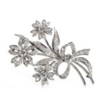 A DIAMOND FLORAL SPRAY BROOCH