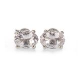 A PAIR OF MORGANITE STUD EARRINGS