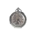 A SILVER OPEN FACE POCKET WATCH