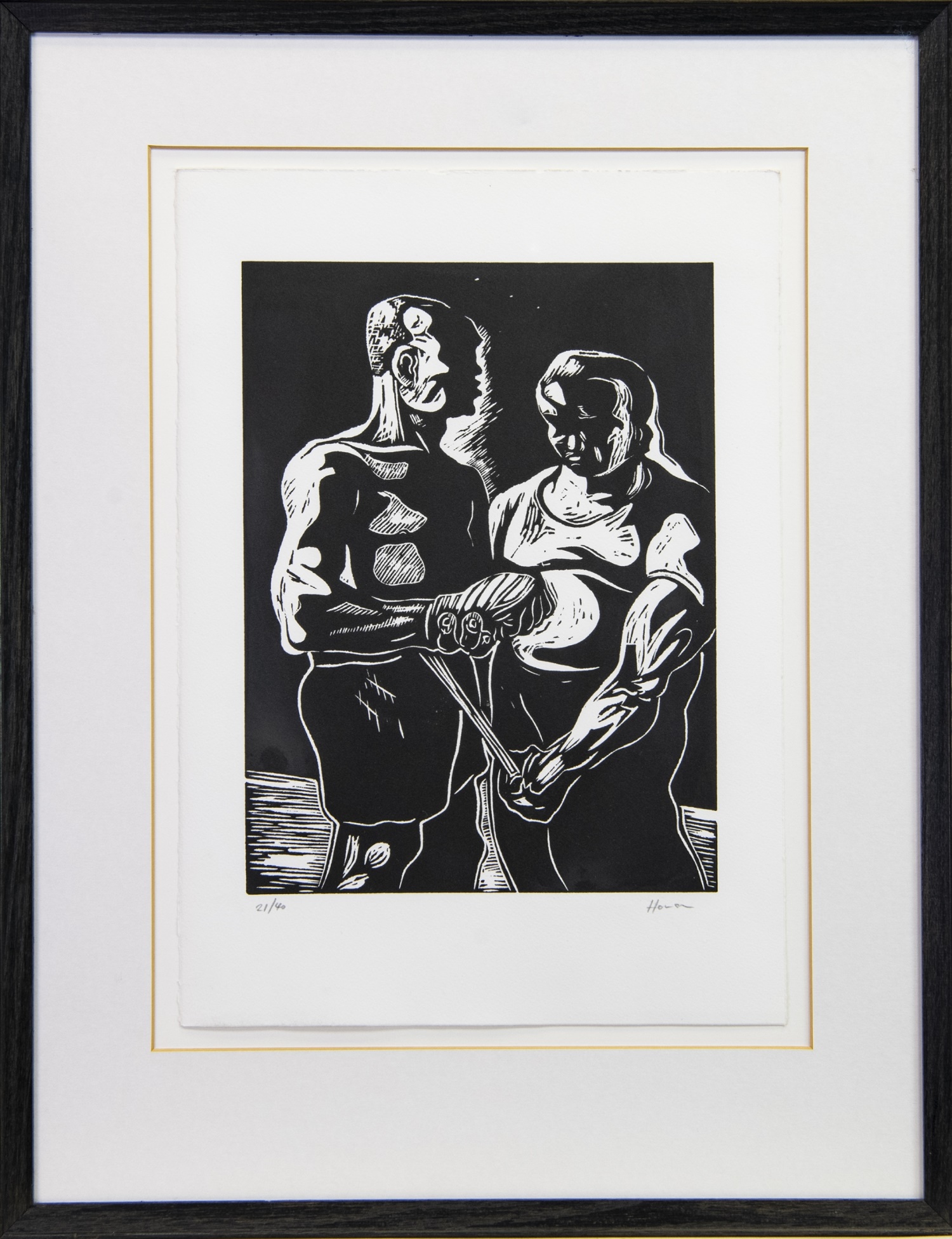 A HERO OF THE PEOPLE, A LINOCUT BY PETER HOWSON