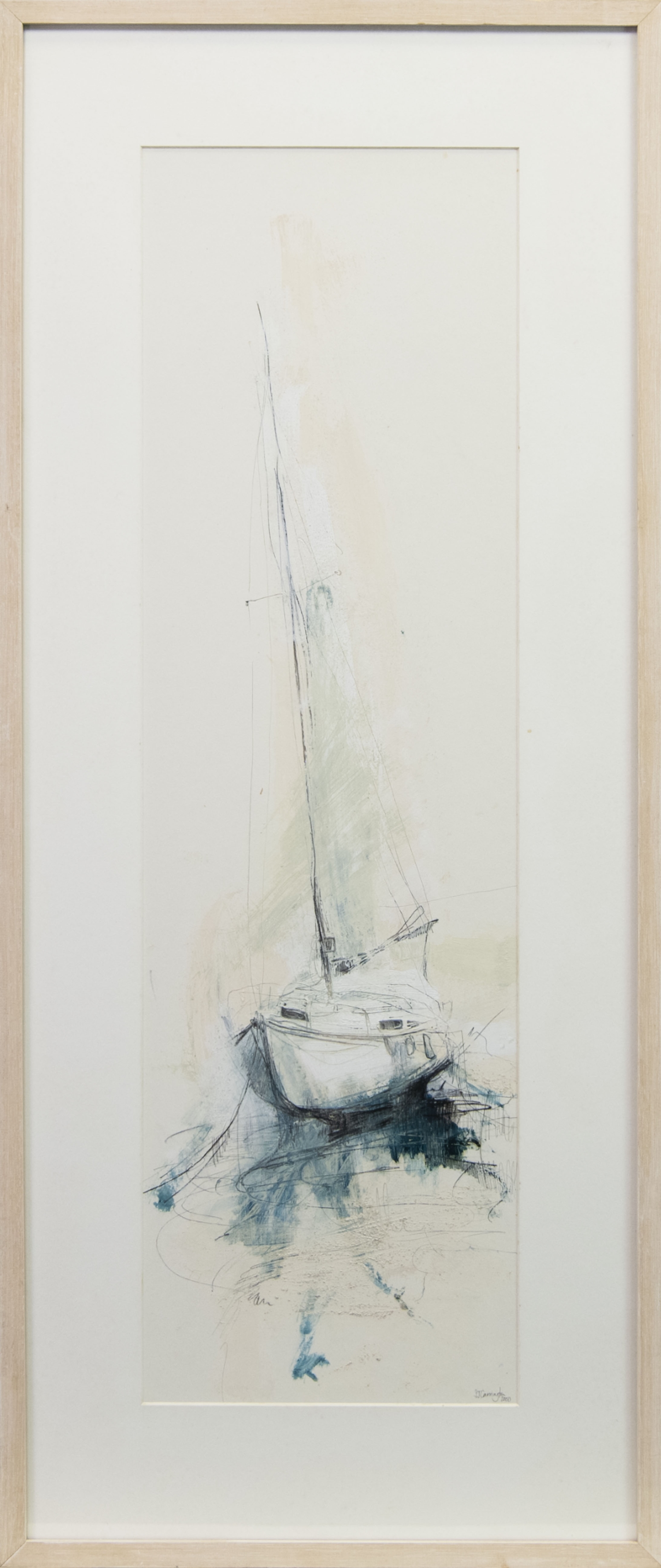 WHITE YACHT II, A MIXED MEDIA BY SARAH CARRINGTON