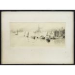 NORTH SHIELDS HARBOUR, A DRYPOINT BY WILLIAM LIONEL ETCHING