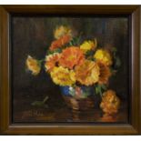 STILL LIFE WITH FLOWERS, AN OIL BY KATE WYLIE