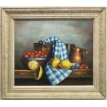 STILL LIFE WITH FRUIT, AN OIL BY GEORGES PORCEL